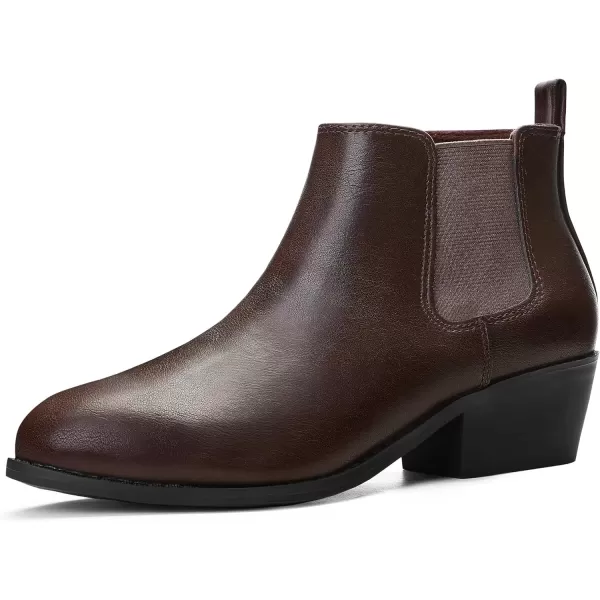 imageMIXIN Chelsea Boots Women Fashion Ankle Booties Classic Low Heel Side Zip Shoes for Women Black BrownBrownpu