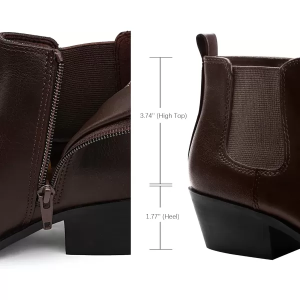 imageMIXIN Chelsea Boots Women Fashion Ankle Booties Classic Low Heel Side Zip Shoes for Women Black BrownBrownpu