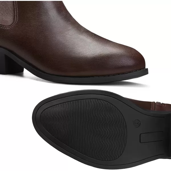 imageMIXIN Chelsea Boots Women Fashion Ankle Booties Classic Low Heel Side Zip Shoes for Women Black BrownBrownpu