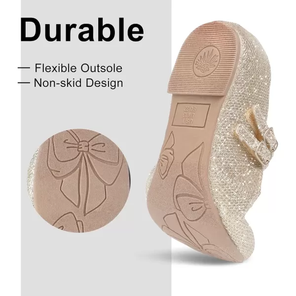 imageMIXIN Girls Dress Shoes Mary Jane Shoes for Girl Ballet Flats Back to School Princess Wedding ShoesGliter Gold