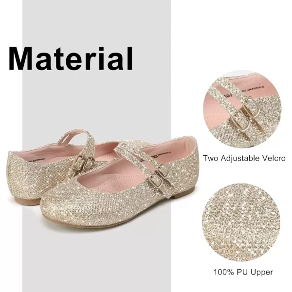imageMIXIN Girls Dress Shoes Mary Jane Shoes for Girl Ballet Flats Back to School Princess Wedding ShoesGliter Gold