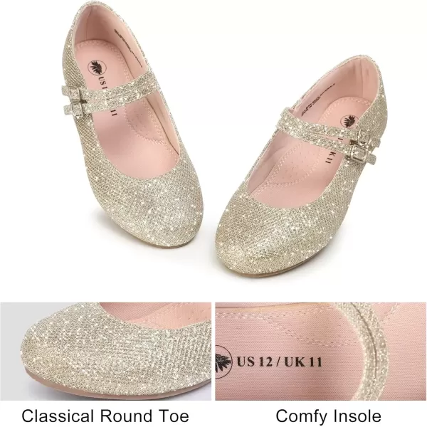 imageMIXIN Girls Dress Shoes Mary Jane Shoes for Girl Ballet Flats Back to School Princess Wedding ShoesGliter Gold