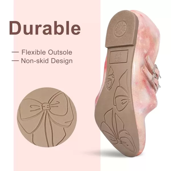 imageMIXIN Girls Dress Shoes Mary Jane Shoes for Girl Ballet Flats Back to School Princess Wedding ShoesPink