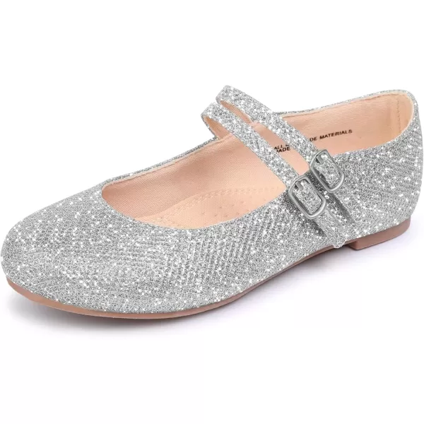 imageMIXIN Girls Dress Shoes Mary Jane Shoes for Girl Ballet Flats Back to School Princess Wedding ShoesSliver