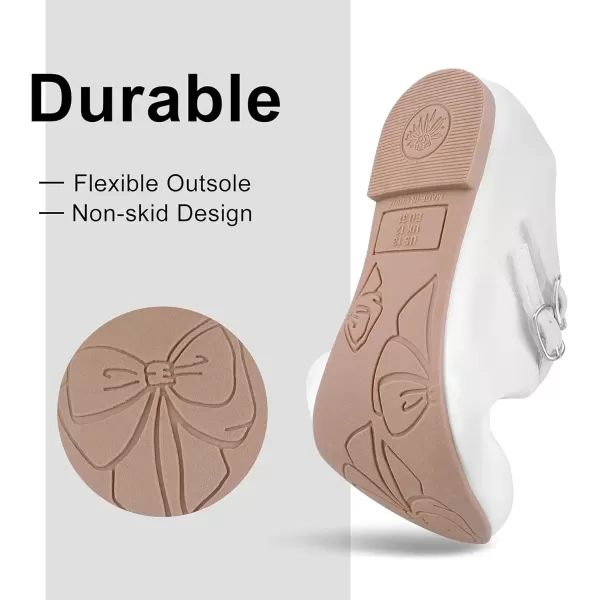 imageMIXIN Girls Dress Shoes Mary Jane Shoes for Girl Ballet Flats Back to School Princess Wedding ShoesWhite