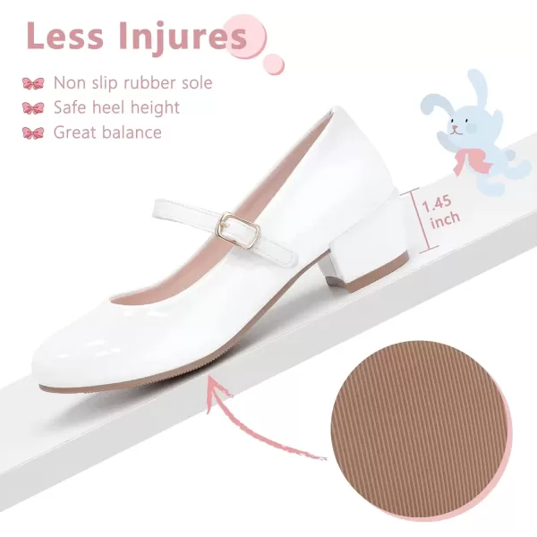 imageMIXIN Girls Mary Jane Dress Shoes  Princess Ballerina Flats Low Heels for School Party Wedding Back to School Shoes for Girls Little KidBig KidsElegant White