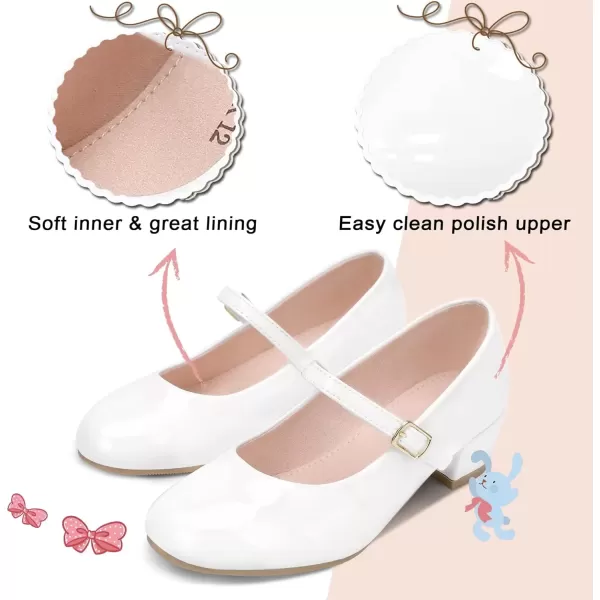 imageMIXIN Girls Mary Jane Dress Shoes  Princess Ballerina Flats Low Heels for School Party Wedding Back to School Shoes for Girls Little KidBig KidsElegant White