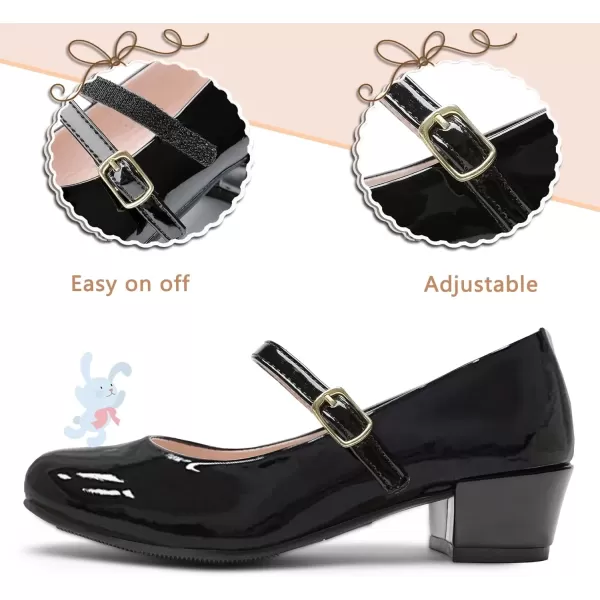 imageMIXIN Girls Mary Jane Dress Shoes  Princess Ballerina Flats Low Heels for School Party Wedding Back to School Shoes for Girls Little KidBig KidsNoble Black