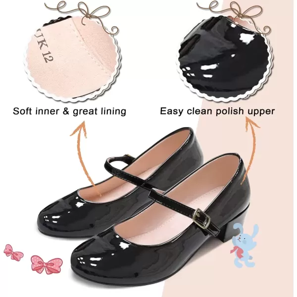 imageMIXIN Girls Mary Jane Dress Shoes  Princess Ballerina Flats Low Heels for School Party Wedding Back to School Shoes for Girls Little KidBig KidsNoble Black