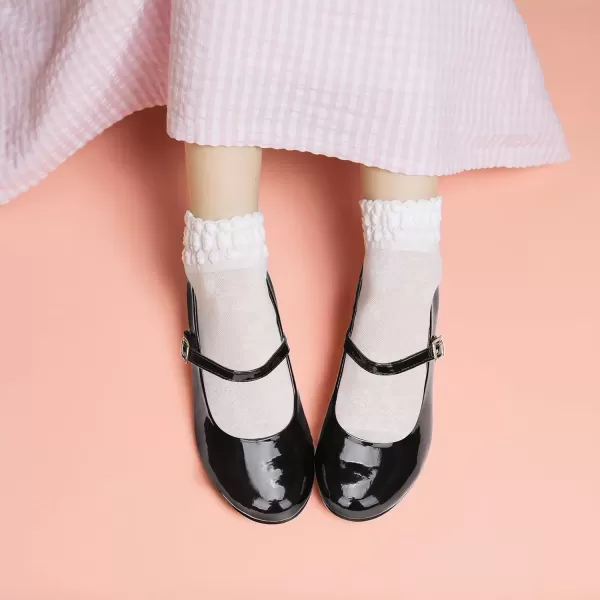 imageMIXIN Girls Mary Jane Dress Shoes  Princess Ballerina Flats Low Heels for School Party Wedding Back to School Shoes for Girls Little KidBig KidsNoble Black