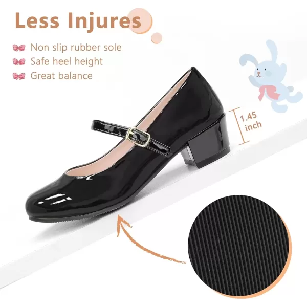 imageMIXIN Girls Mary Jane Dress Shoes  Princess Ballerina Flats Low Heels for School Party Wedding Back to School Shoes for Girls Little KidBig KidsNoble Black