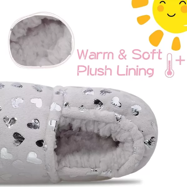 imageMIXIN Girls Slippers Mermaid Princess NoSlip Memory Foam Slippers Soft Rubber Sole House Shoes for Bedroom Indoor Outdoor ToddlerLittleBig KidGrey