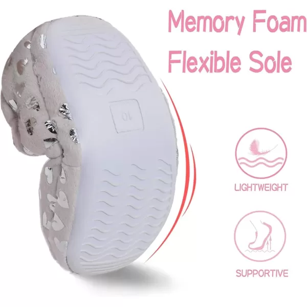 imageMIXIN Girls Slippers Mermaid Princess NoSlip Memory Foam Slippers Soft Rubber Sole House Shoes for Bedroom Indoor Outdoor ToddlerLittleBig KidGrey