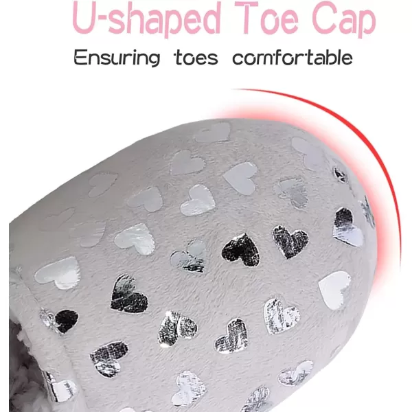 imageMIXIN Girls Slippers Mermaid Princess NoSlip Memory Foam Slippers Soft Rubber Sole House Shoes for Bedroom Indoor Outdoor ToddlerLittleBig KidGrey