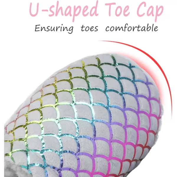 imageMIXIN Girls Slippers Mermaid Princess NoSlip Memory Foam Slippers Soft Rubber Sole House Shoes for Bedroom Indoor Outdoor ToddlerLittleBig KidGreypro