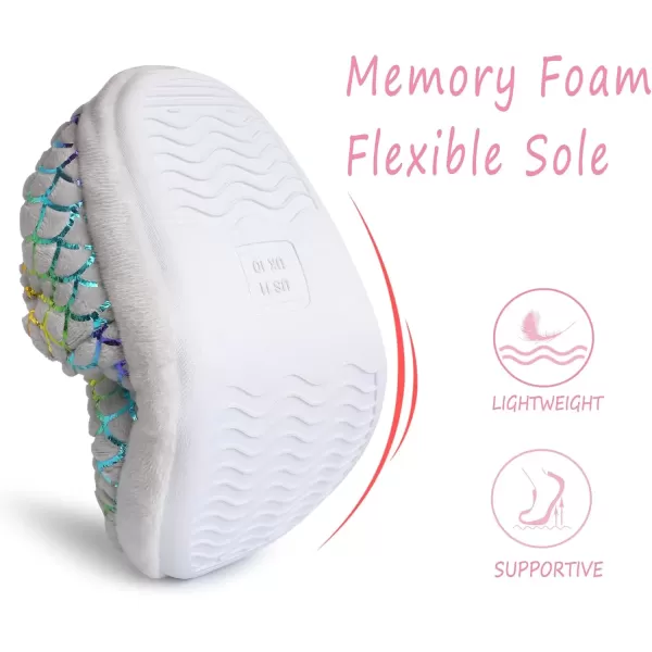 imageMIXIN Girls Slippers Mermaid Princess NoSlip Memory Foam Slippers Soft Rubber Sole House Shoes for Bedroom Indoor Outdoor ToddlerLittleBig KidGreypro