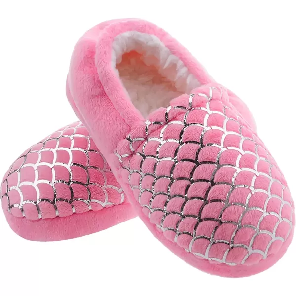 imageMIXIN Girls Slippers Mermaid Princess NoSlip Memory Foam Slippers Soft Rubber Sole House Shoes for Bedroom Indoor Outdoor ToddlerLittleBig KidMermaid