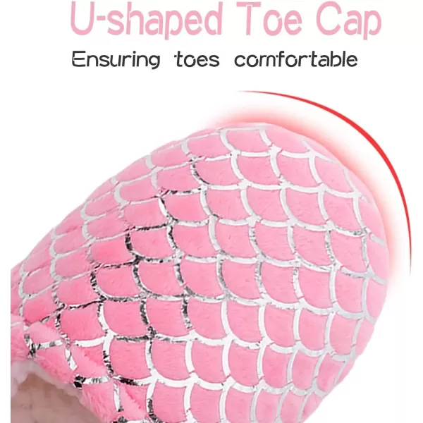 imageMIXIN Girls Slippers Mermaid Princess NoSlip Memory Foam Slippers Soft Rubber Sole House Shoes for Bedroom Indoor Outdoor ToddlerLittleBig KidMermaid