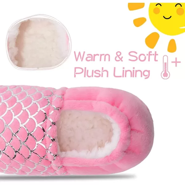 imageMIXIN Girls Slippers Mermaid Princess NoSlip Memory Foam Slippers Soft Rubber Sole House Shoes for Bedroom Indoor Outdoor ToddlerLittleBig KidMermaid