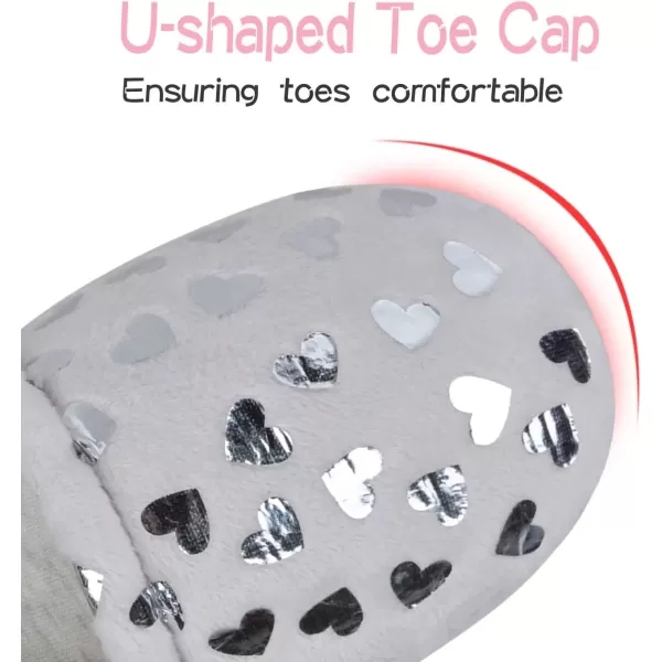 imageMIXIN Girls Slippers Mermaid Princess NoSlip Memory Foam Slippers Soft Rubber Sole House Shoes for Bedroom Indoor Outdoor ToddlerLittleBig KidPlush Grey