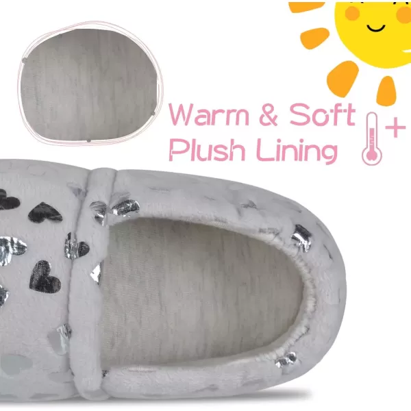 imageMIXIN Girls Slippers Mermaid Princess NoSlip Memory Foam Slippers Soft Rubber Sole House Shoes for Bedroom Indoor Outdoor ToddlerLittleBig KidPlush Grey