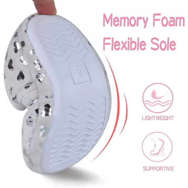 imageMIXIN Girls Slippers Mermaid Princess NoSlip Memory Foam Slippers Soft Rubber Sole House Shoes for Bedroom Indoor Outdoor ToddlerLittleBig KidPlush Grey