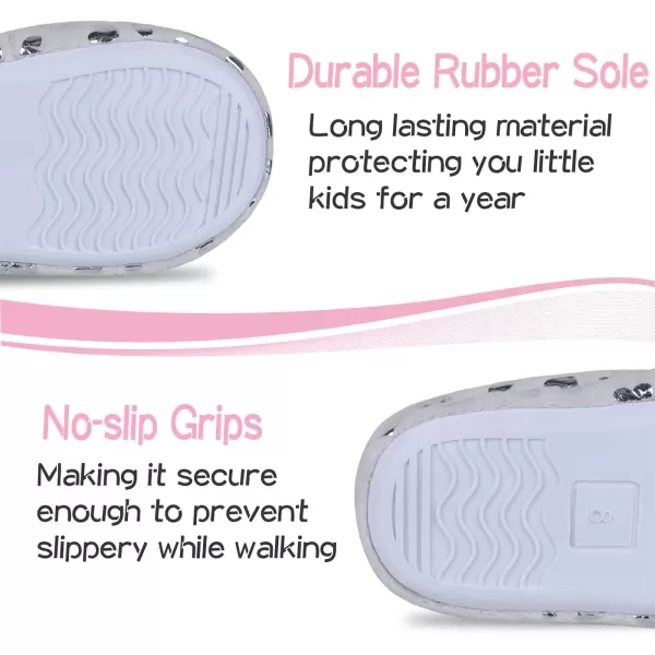 imageMIXIN Girls Slippers Mermaid Princess NoSlip Memory Foam Slippers Soft Rubber Sole House Shoes for Bedroom Indoor Outdoor ToddlerLittleBig KidPlush Grey