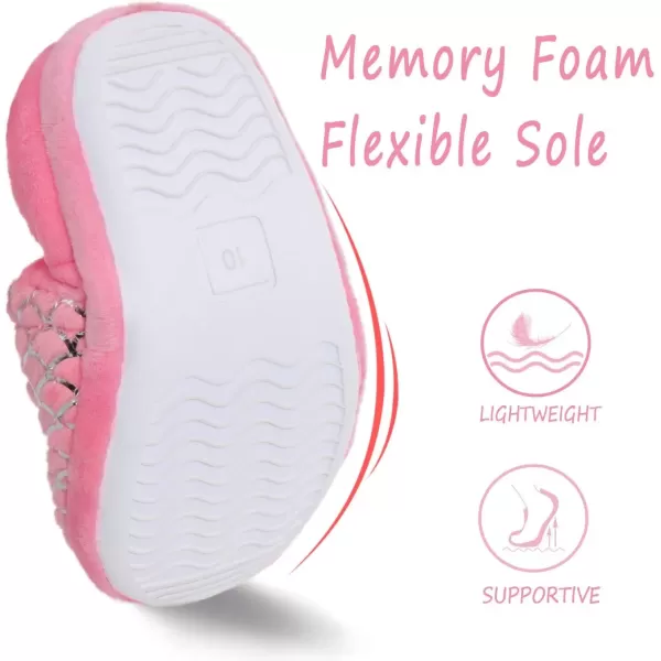 imageMIXIN Girls Slippers Mermaid Princess NoSlip Memory Foam Slippers Soft Rubber Sole House Shoes for Bedroom Indoor Outdoor ToddlerLittleBig KidPlush Mermaid