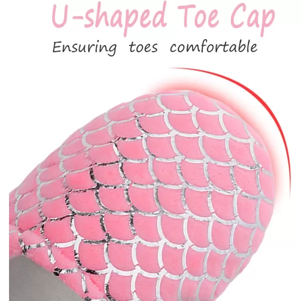 imageMIXIN Girls Slippers Mermaid Princess NoSlip Memory Foam Slippers Soft Rubber Sole House Shoes for Bedroom Indoor Outdoor ToddlerLittleBig KidPlush Mermaid