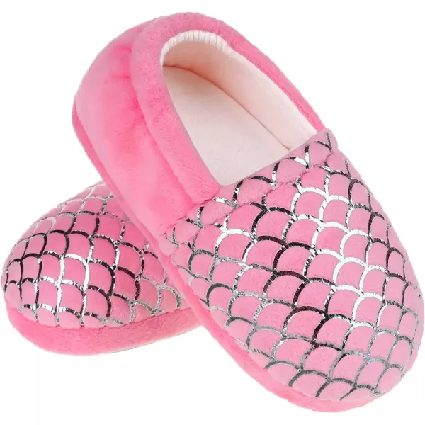 imageMIXIN Girls Slippers Mermaid Princess NoSlip Memory Foam Slippers Soft Rubber Sole House Shoes for Bedroom Indoor Outdoor ToddlerLittleBig KidPlush Mermaid