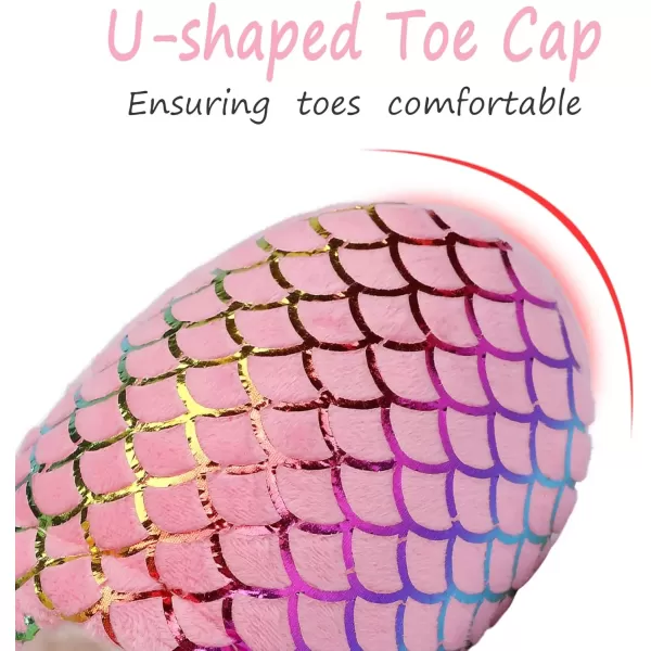 imageMIXIN Girls Slippers Mermaid Princess NoSlip Memory Foam Slippers Soft Rubber Sole House Shoes for Bedroom Indoor Outdoor ToddlerLittleBig KidPurple