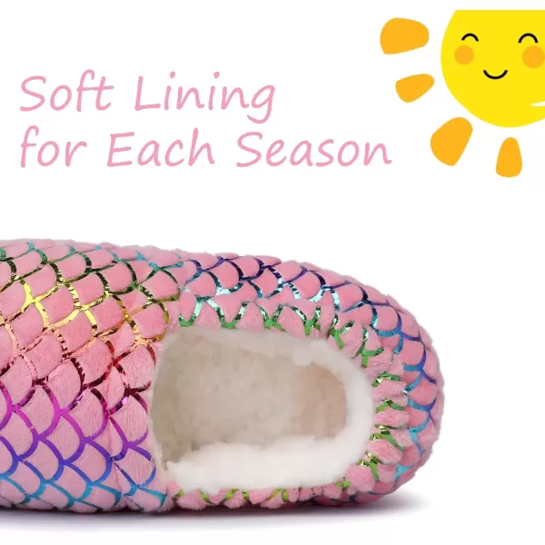 imageMIXIN Girls Slippers Mermaid Princess NoSlip Memory Foam Slippers Soft Rubber Sole House Shoes for Bedroom Indoor Outdoor ToddlerLittleBig KidPurple