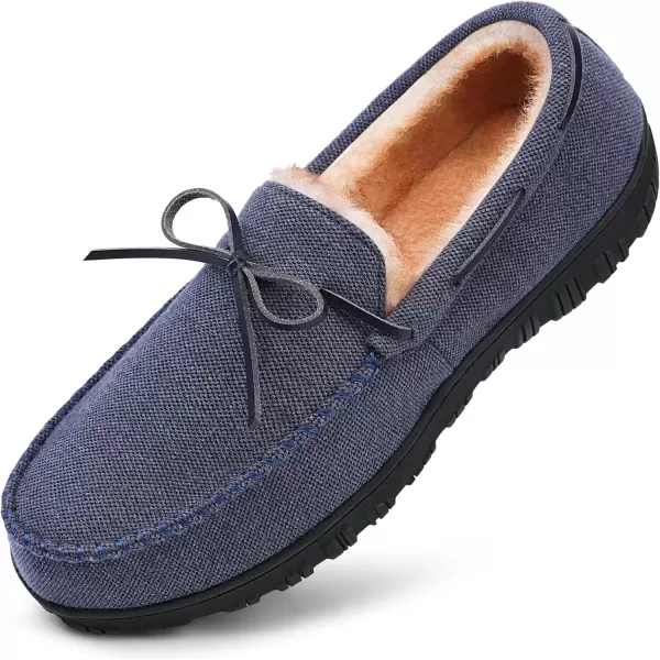 imageMIXIN Mens Slippers Indoor Outdoor Memory Foam House Shoes AntiSlip Moccasins Slippers for MenBlue