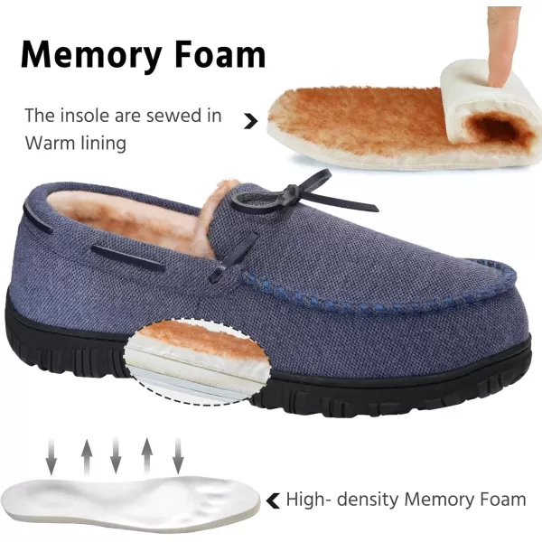 imageMIXIN Mens Slippers Indoor Outdoor Memory Foam House Shoes AntiSlip Moccasins Slippers for MenBlue