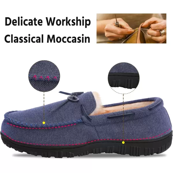 imageMIXIN Mens Slippers Indoor Outdoor Memory Foam House Shoes AntiSlip Moccasins Slippers for MenBlue