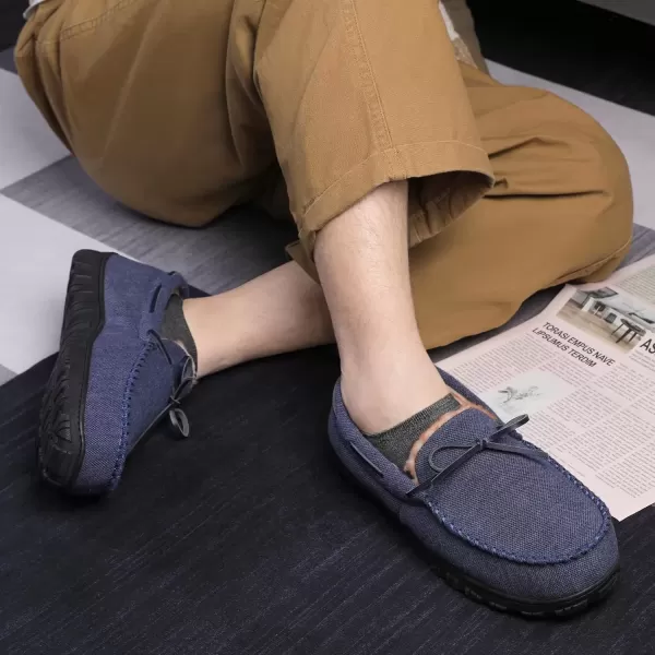 imageMIXIN Mens Slippers Indoor Outdoor Memory Foam House Shoes AntiSlip Moccasins Slippers for MenBlue