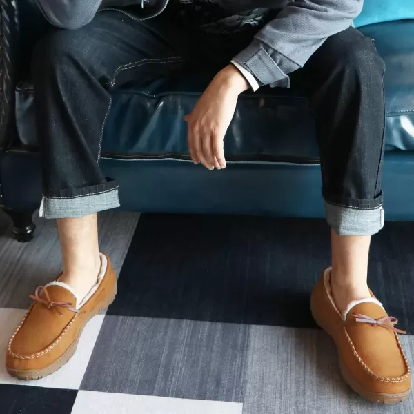 imageMIXIN Mens Slippers Indoor Outdoor Memory Foam House Shoes AntiSlip Moccasins Slippers for MenBrown