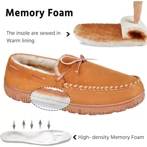 imageMIXIN Mens Slippers Indoor Outdoor Memory Foam House Shoes AntiSlip Moccasins Slippers for MenBrown