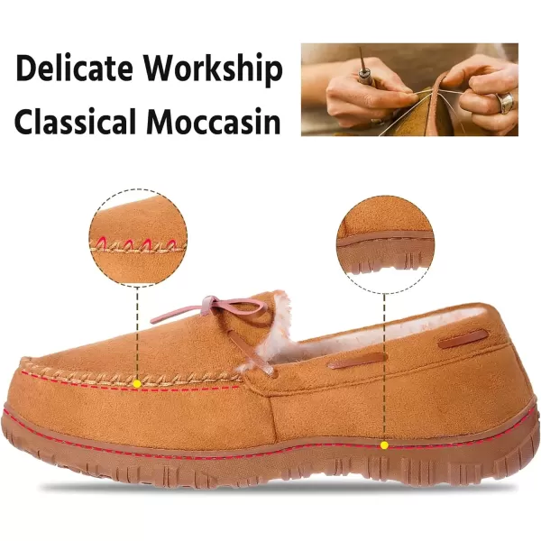 imageMIXIN Mens Slippers Indoor Outdoor Memory Foam House Shoes AntiSlip Moccasins Slippers for MenBrown