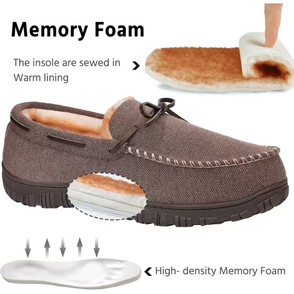 imageMIXIN Mens Slippers Indoor Outdoor Memory Foam House Shoes AntiSlip Moccasins Slippers for MenCoffee
