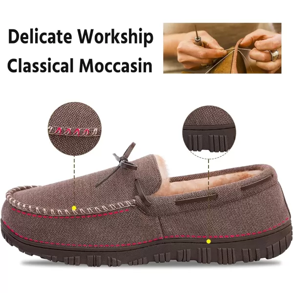 imageMIXIN Mens Slippers Indoor Outdoor Memory Foam House Shoes AntiSlip Moccasins Slippers for MenCoffee