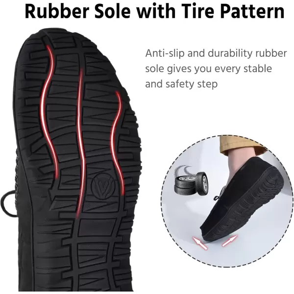 imageMIXIN Mens Slippers Indoor Outdoor Memory Foam House Shoes AntiSlip Moccasins Slippers for MenDark Black