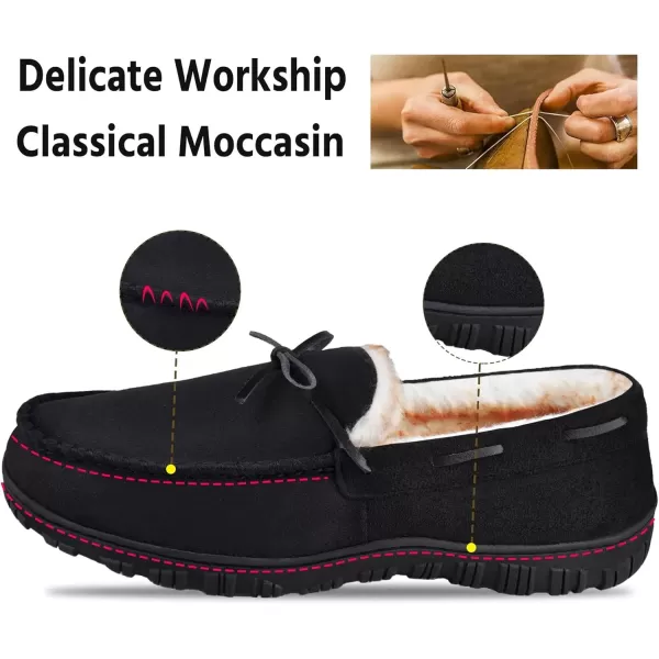 imageMIXIN Mens Slippers Indoor Outdoor Memory Foam House Shoes AntiSlip Moccasins Slippers for MenDark Black