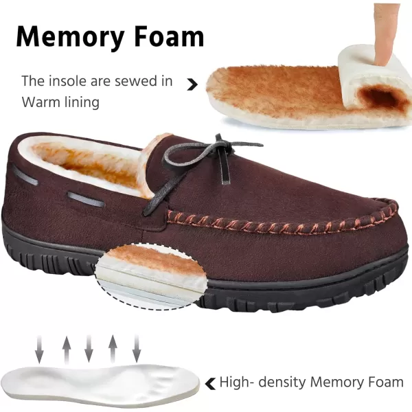 imageMIXIN Mens Slippers Indoor Outdoor Memory Foam House Shoes AntiSlip Moccasins Slippers for MenDark Brown