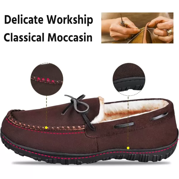 imageMIXIN Mens Slippers Indoor Outdoor Memory Foam House Shoes AntiSlip Moccasins Slippers for MenDark Brown