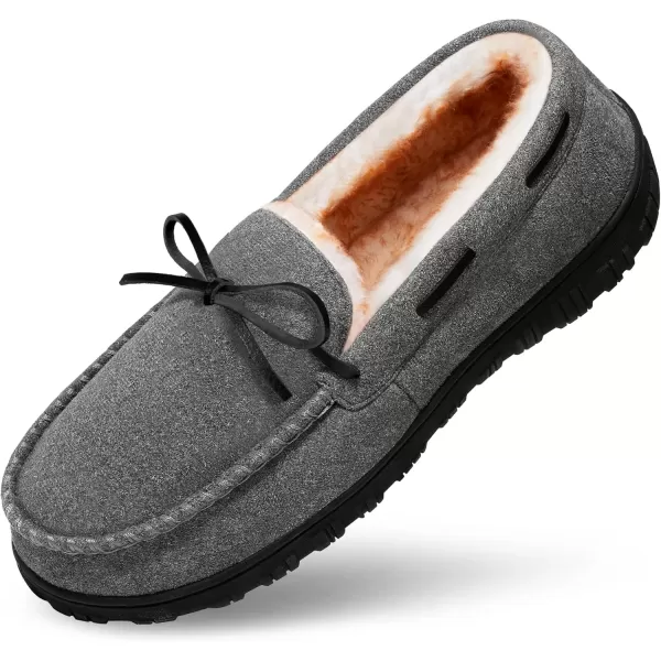 imageMIXIN Mens Slippers Indoor Outdoor Memory Foam House Shoes AntiSlip Moccasins Slippers for MenGrey