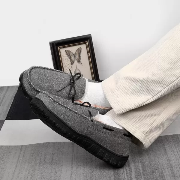 imageMIXIN Mens Slippers Indoor Outdoor Memory Foam House Shoes AntiSlip Moccasins Slippers for MenGrey