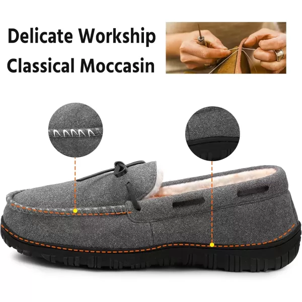 imageMIXIN Mens Slippers Indoor Outdoor Memory Foam House Shoes AntiSlip Moccasins Slippers for MenGrey