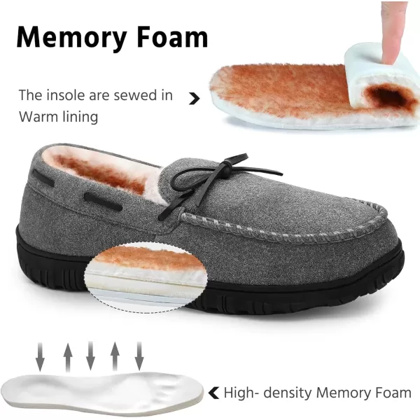 imageMIXIN Mens Slippers Indoor Outdoor Memory Foam House Shoes AntiSlip Moccasins Slippers for MenGrey