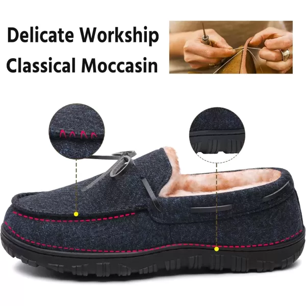 imageMIXIN Mens Slippers Indoor Outdoor Memory Foam House Shoes AntiSlip Moccasins Slippers for MenNavy